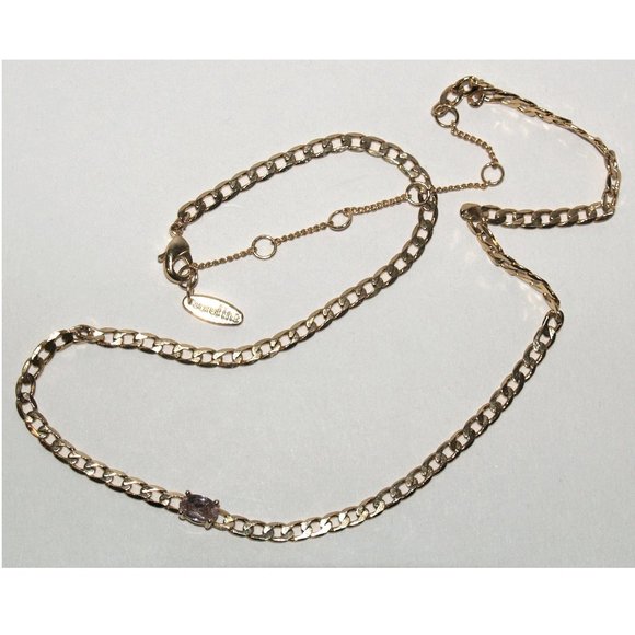 SEREFINA - Gold Plated Necklace with an Amethyst Mineral -13 in. + 3 in. extend. - Picture 8 of 8